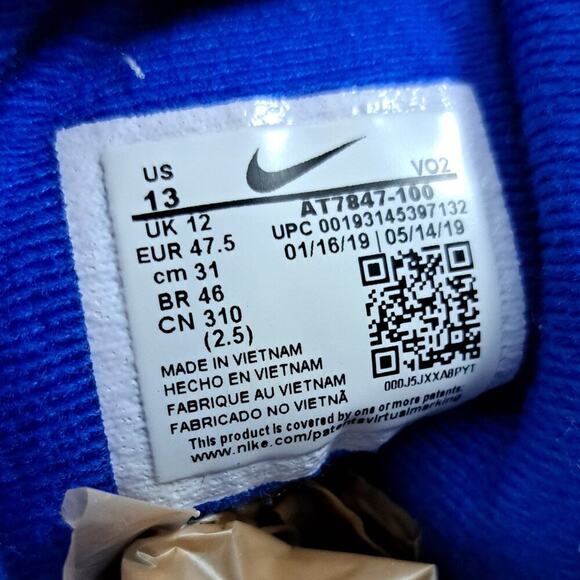 Nike Air Barrage Mens Shoe Size 13 AT7847-100 Mid Blue Orange White Sneaker - Picture 7 of 12